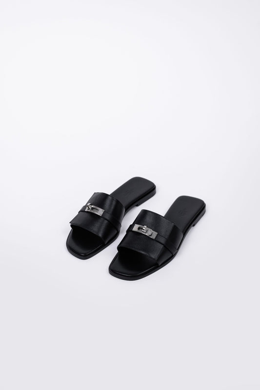 Hermès Giulia Black Sandals PHW