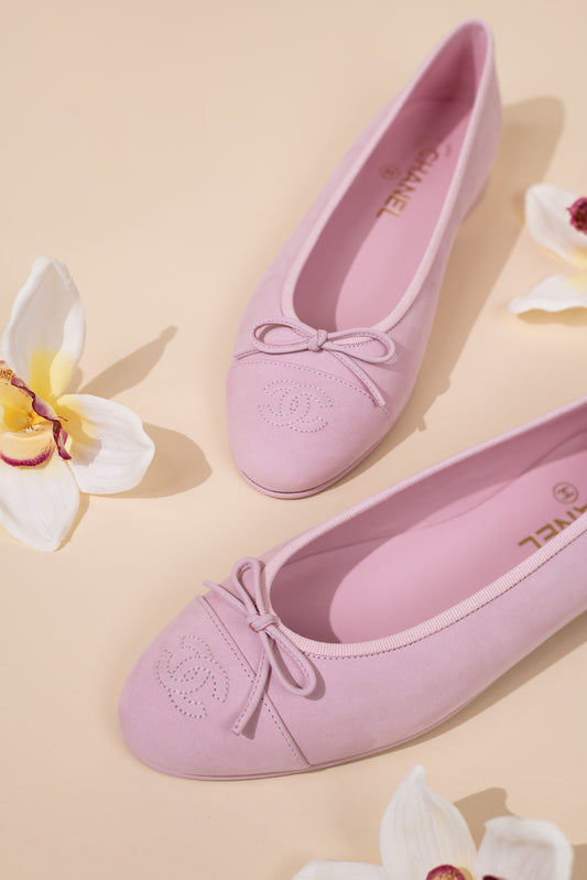 Chanel Light Pink CC Ballet Flats