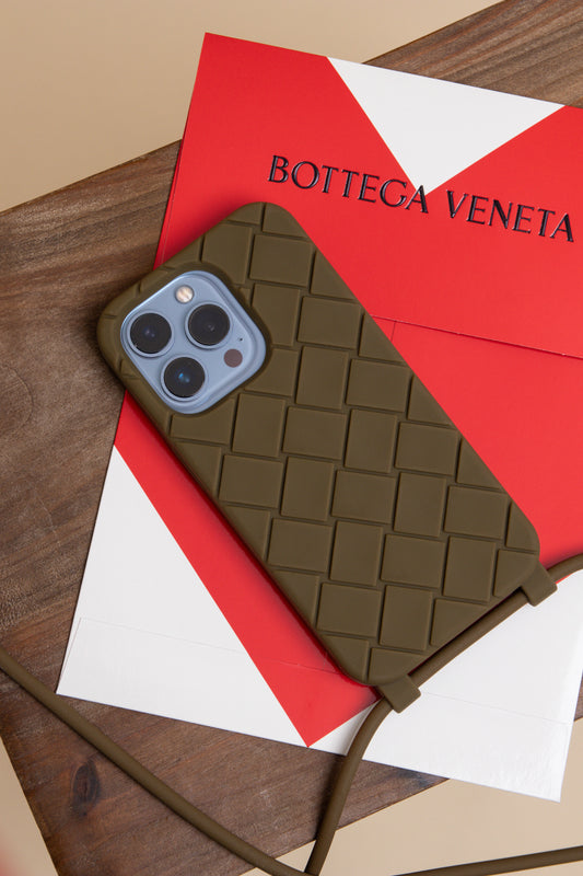 Bottega Veneta Intreccio Rubber Silicone Phone Case with Strap