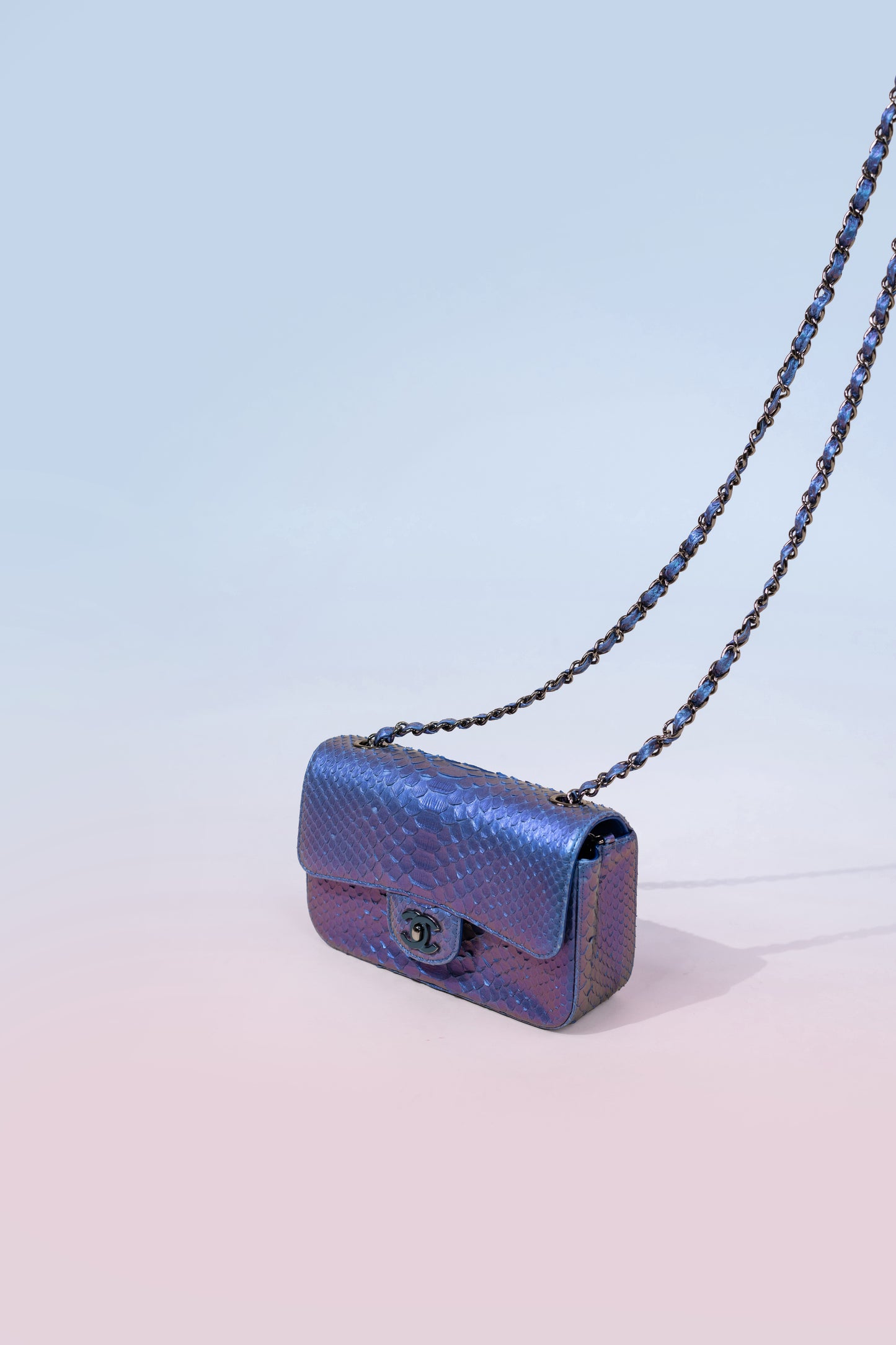 Chanel Python Flap Bag Alcatraz Blue