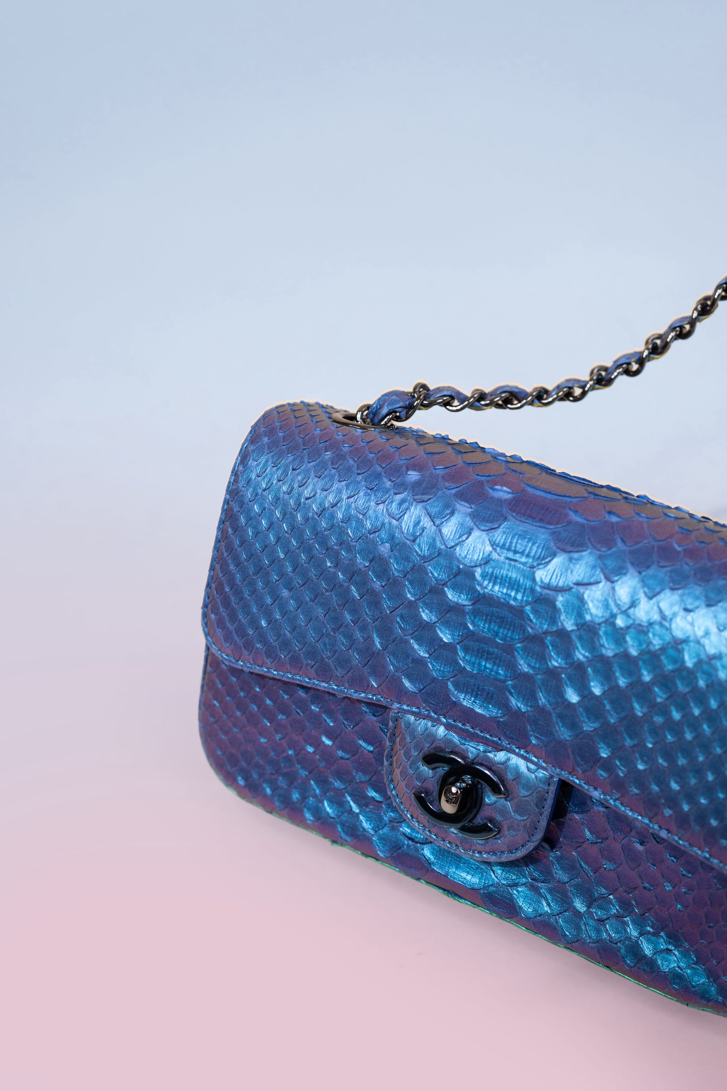 Chanel Python Flap Bag Alcatraz Blue