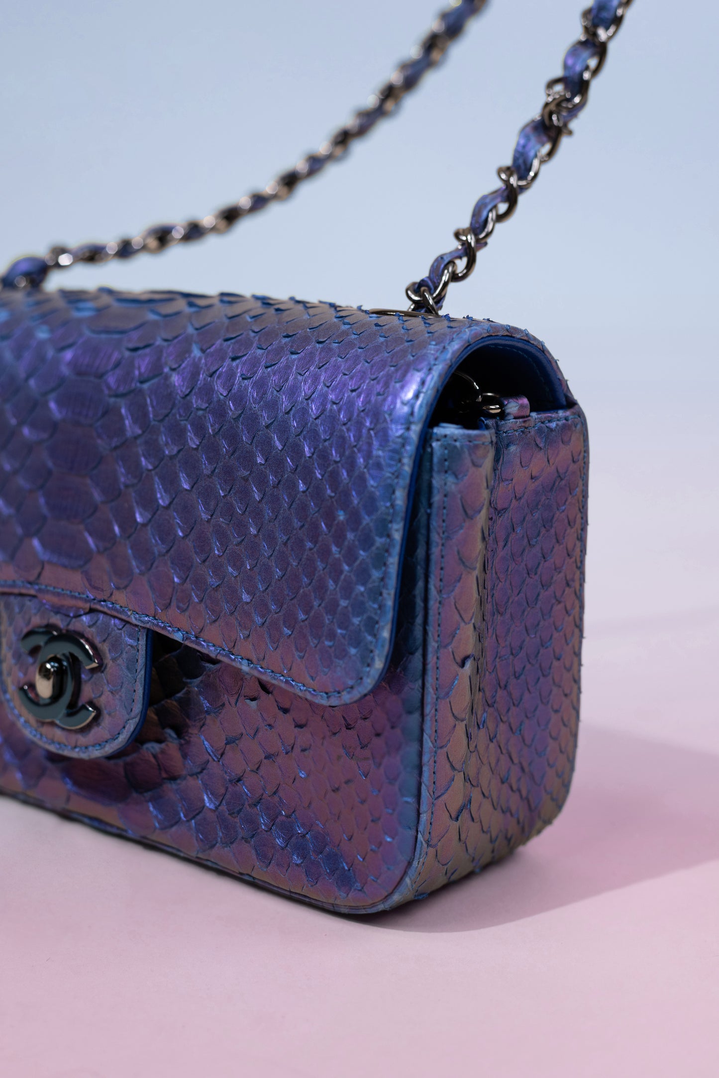 Chanel Python Flap Bag Alcatraz Blue