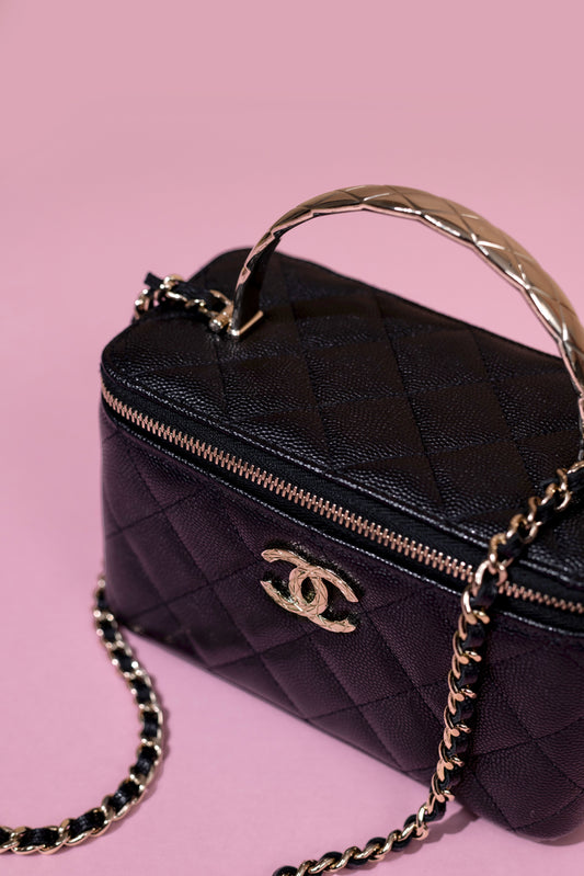 Chanel Vanity Bag Black Caviar With Handle