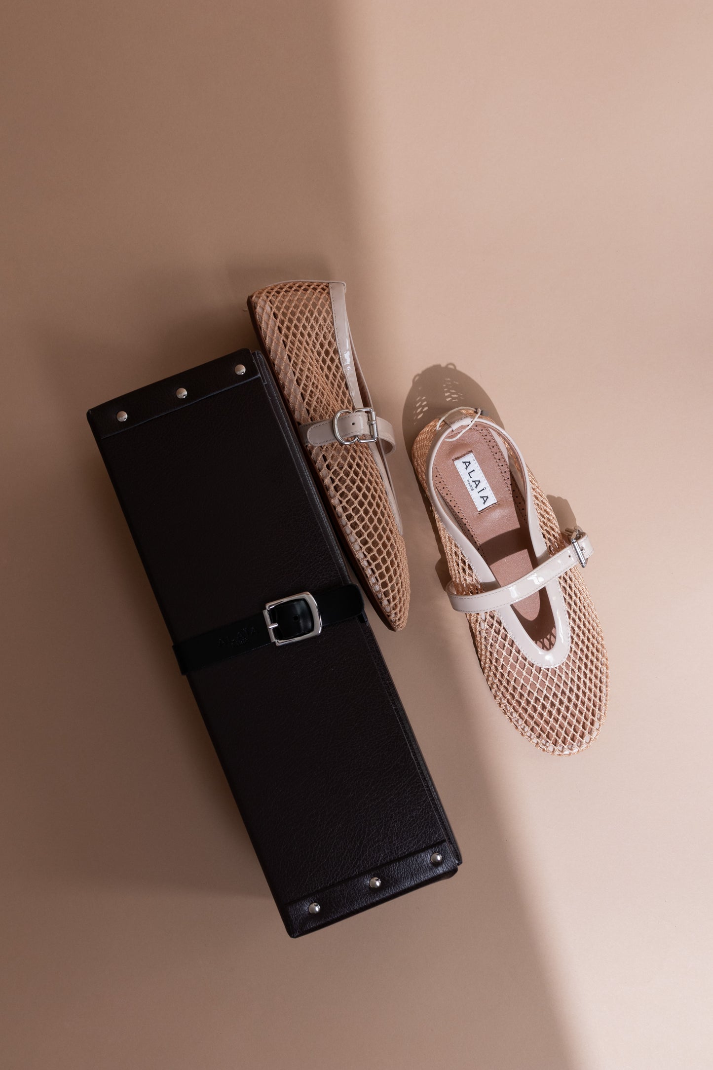 Alaia Beige Mesh Sandals