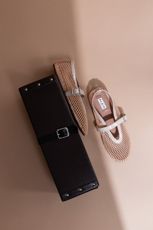 Alaia Beige Mesh Sandals