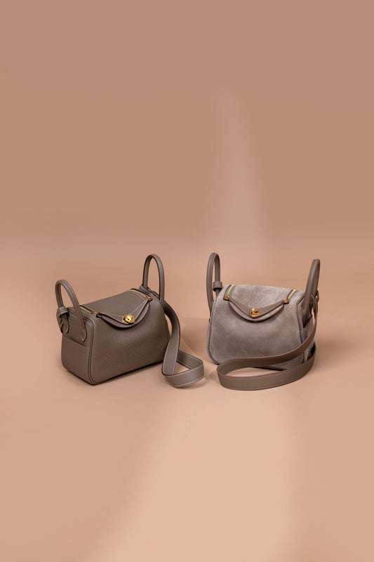 Hermès Mini Lindy 20 Clemence Etoupe vs Grizzly Gris Caillou/Etoupe GHW