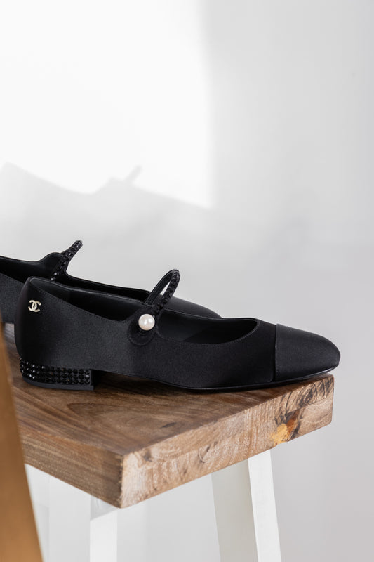 Chanel Mary Janes With Crystals Black