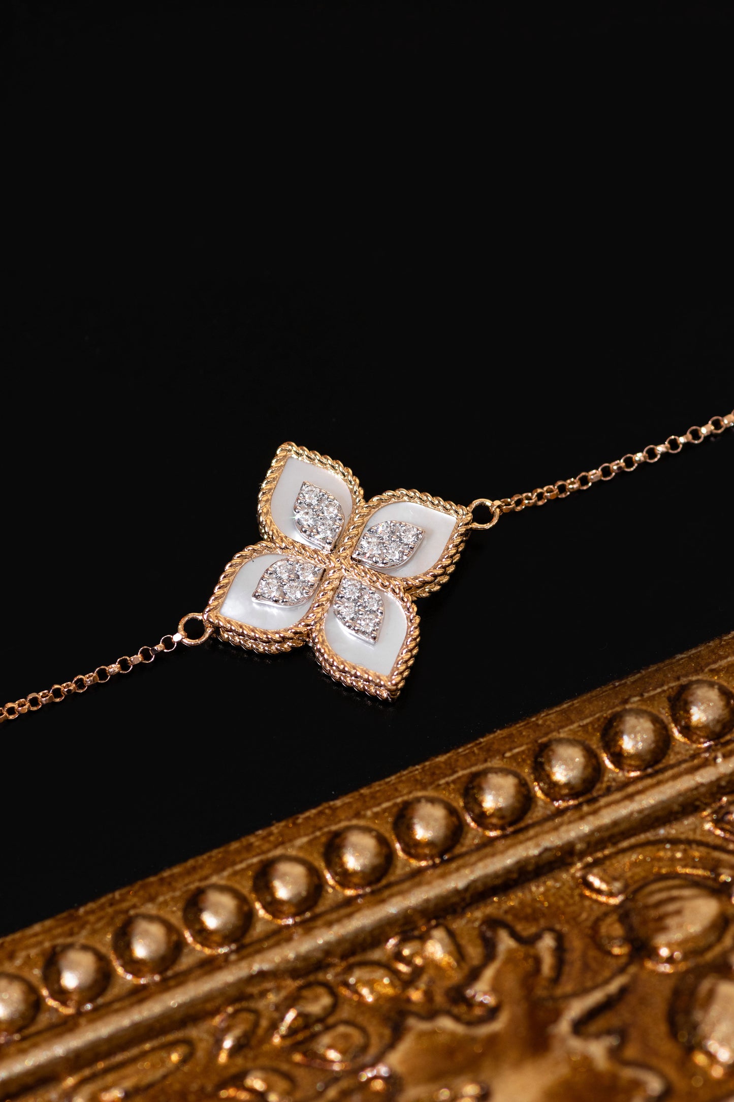 Roberto Coin Venetian Princess Diamond & Mother of Pearl Flower Long Necklace