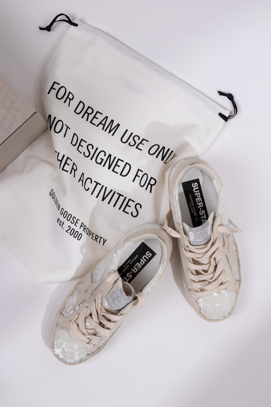 Golden Goose Super-Star Sneakers in White Sequins