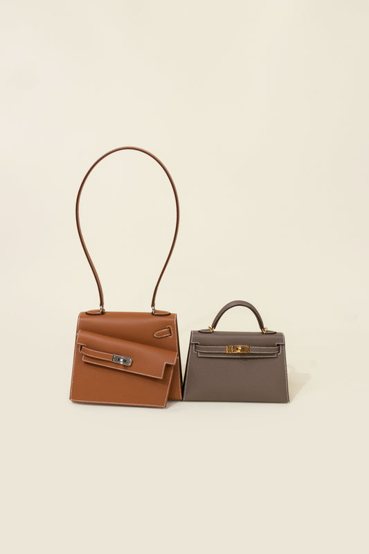 Hermès Kelly Desordre 20 Epsom Gold PHW & Mini Kelly 20 Epsom Etoupe GHW