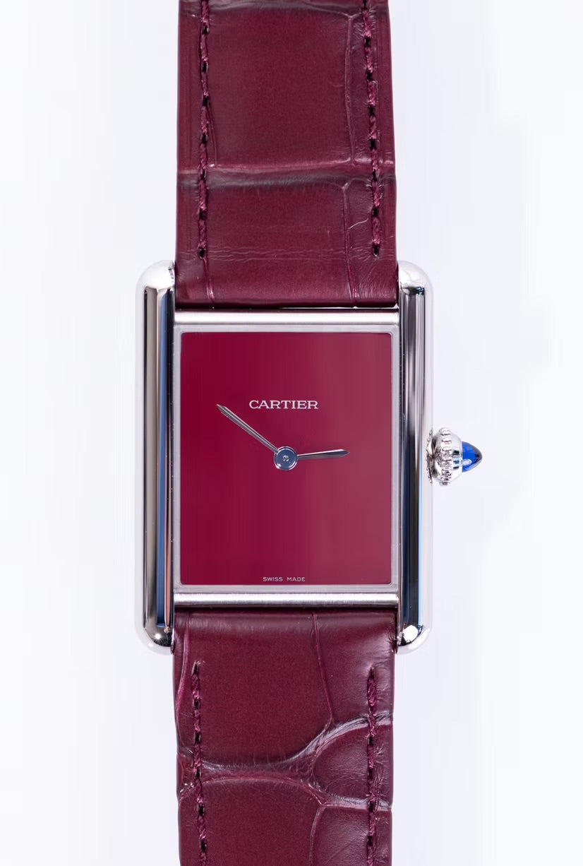 Cartier Alligator 25mm Tank Must De Cartier Watch Burgundy