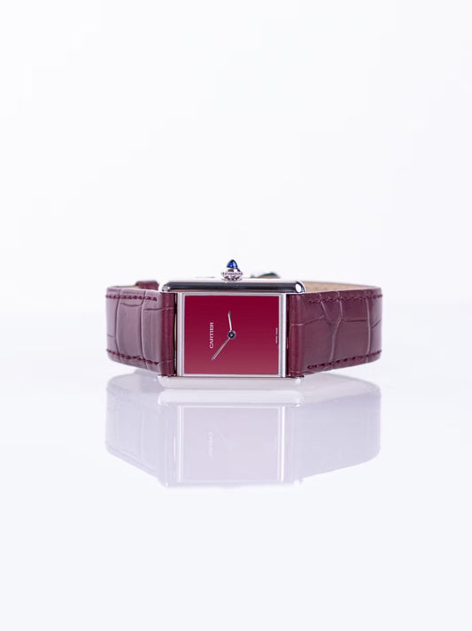 Cartier Alligator 25mm Tank Must De Cartier Watch Burgundy
