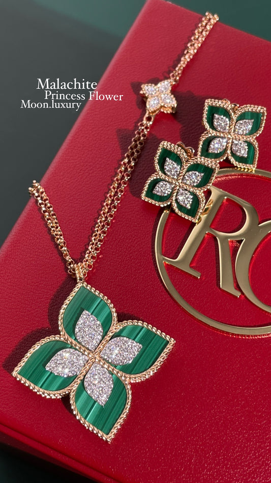 Roberto Coin Malachite Princess Flower Set