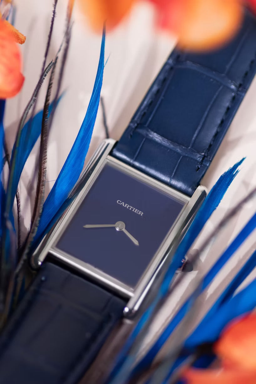 Cartier Tank Must De Cartier Alligator 25mm Watch in Blue