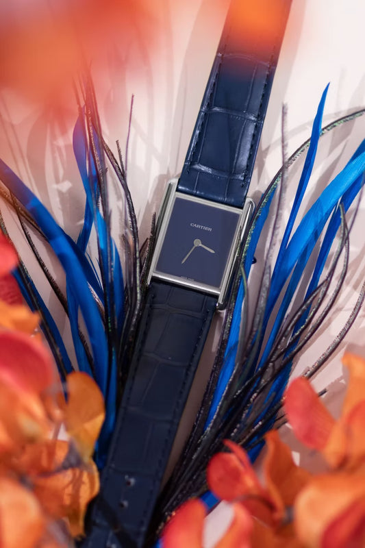 Cartier Tank Must De Cartier Alligator 25mm Watch in Blue