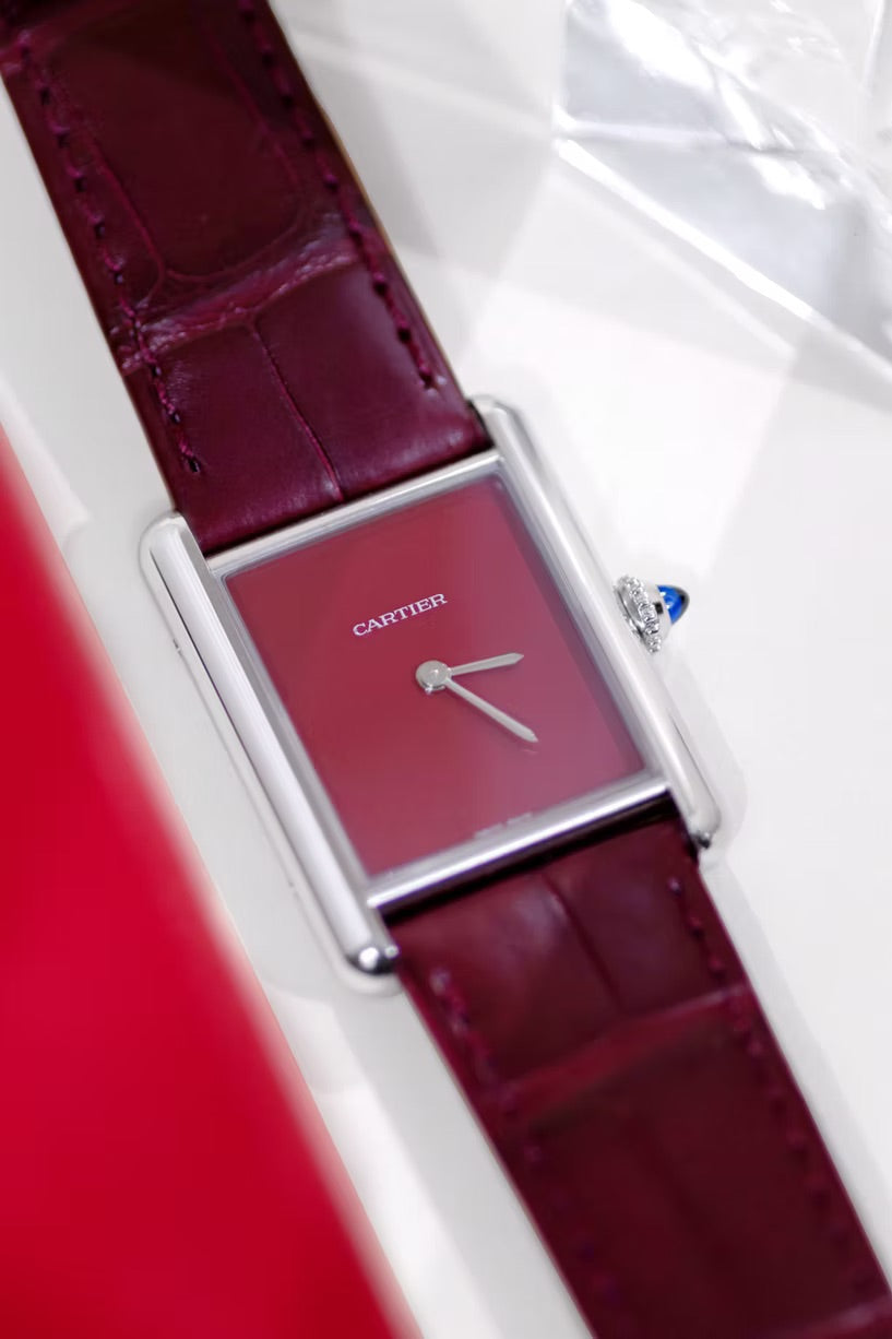 Cartier Tank Must Alligator Watch in Red