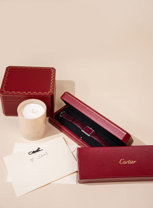 Cartier Tank Must Alligator Watch in Red