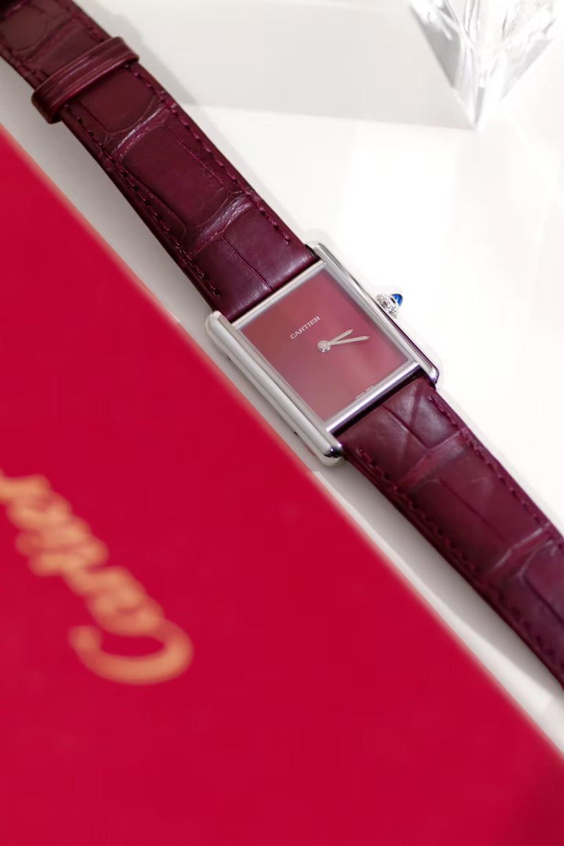 Cartier Tank Must Alligator Watch in Red