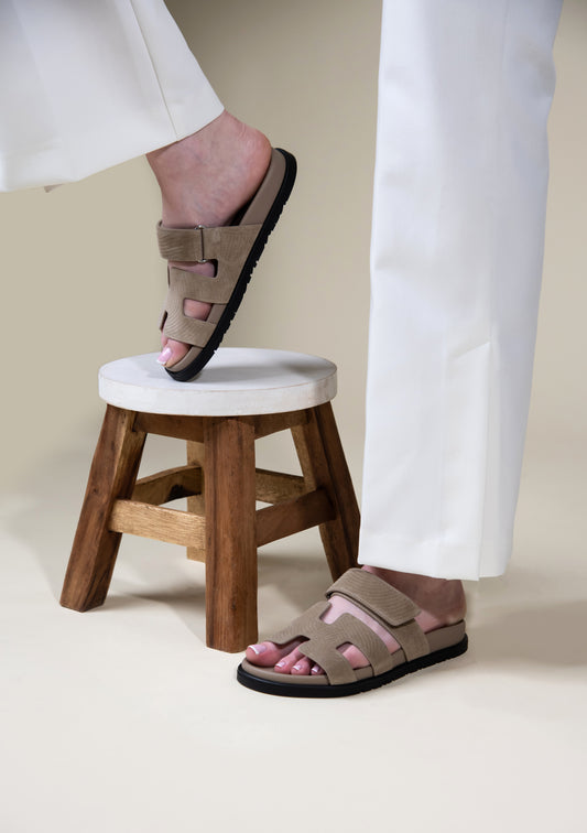 Hermès Limited Edition Suede Chypre Sandals in Beige