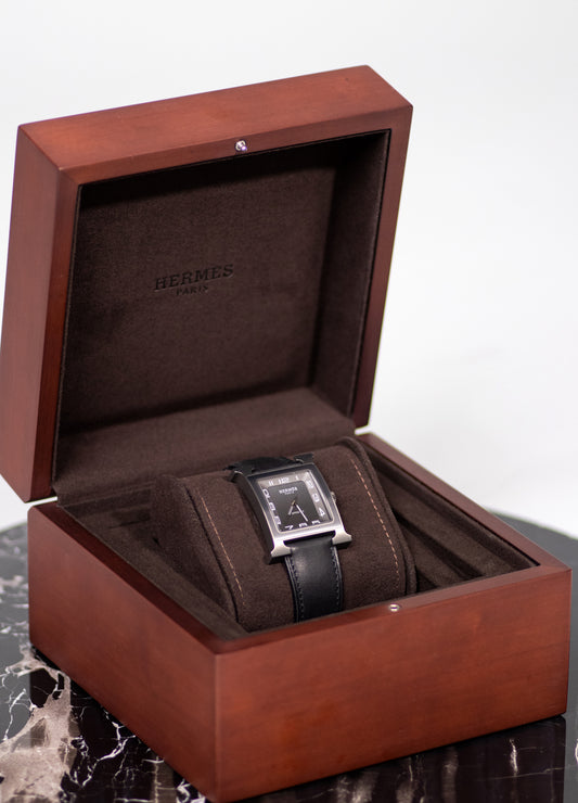Hermès Heure H - Automatic 30.5mm Brushed Black Titaninum Watch with Black Dial