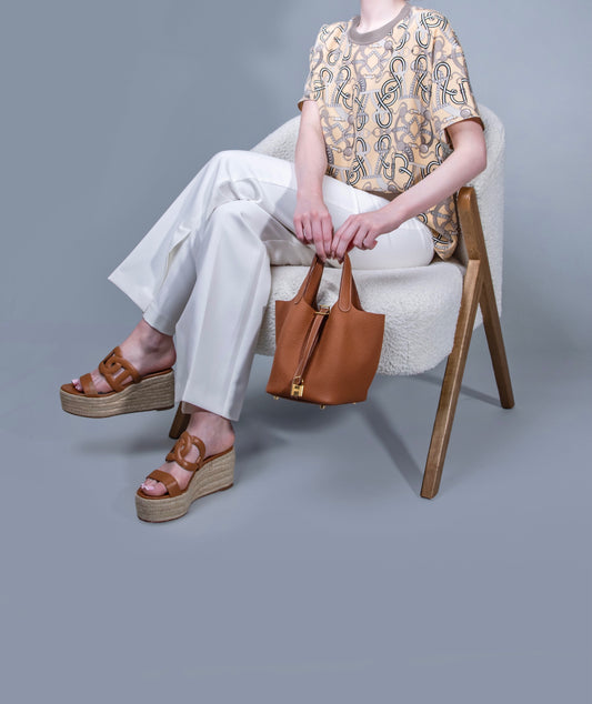 Hermès Picotin 18 Gold GHW with Epoppe Gold Espadrille Sandals