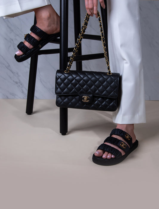 Chanel Classic Medium Timeless Flap & Three Strap Sandals