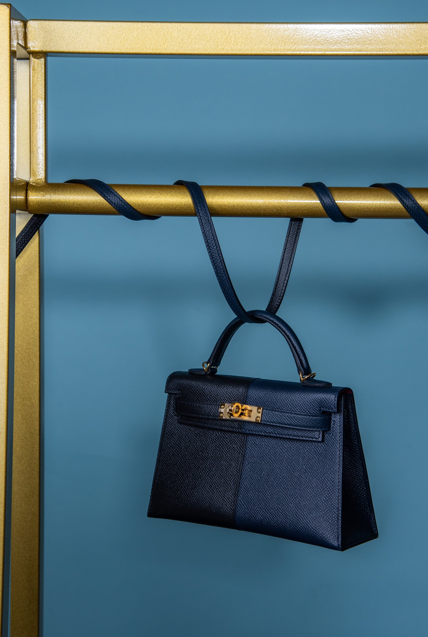Hermès Mini Kelly 20 Blue Indigo/Noir/Rouge Epsom Casaque GHW