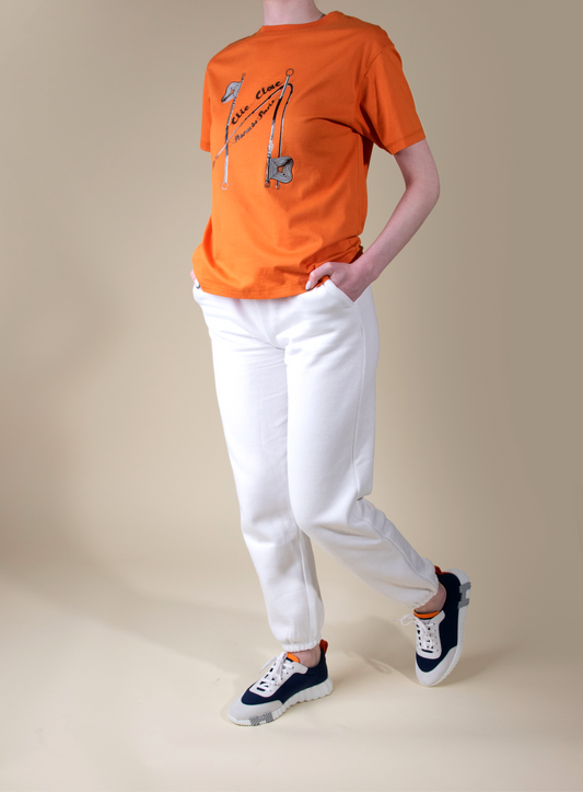 Hermès Orange Maxi T-Shirt with Bouncing Sneakers in Multicolor Blue