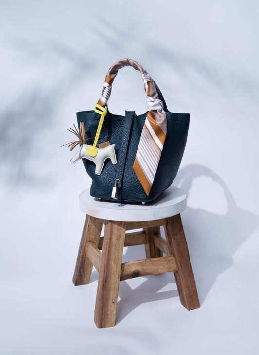 Hermès Picotin 18 in Vert Cypress with Charm & Twilly
