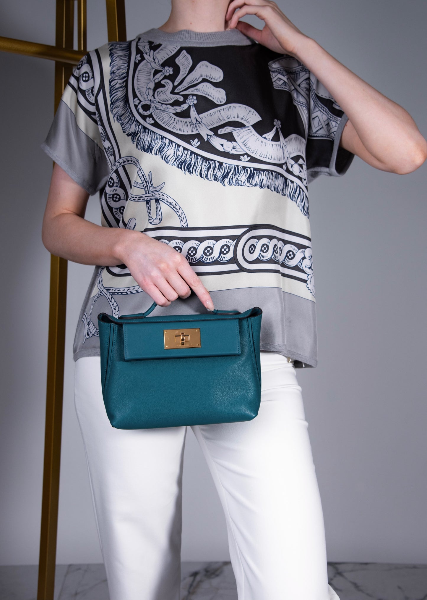 Hermès Mini 24/24 in Vert Bosphore GHW