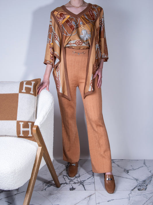 Hermès Silk Blouse with Cotton Pants