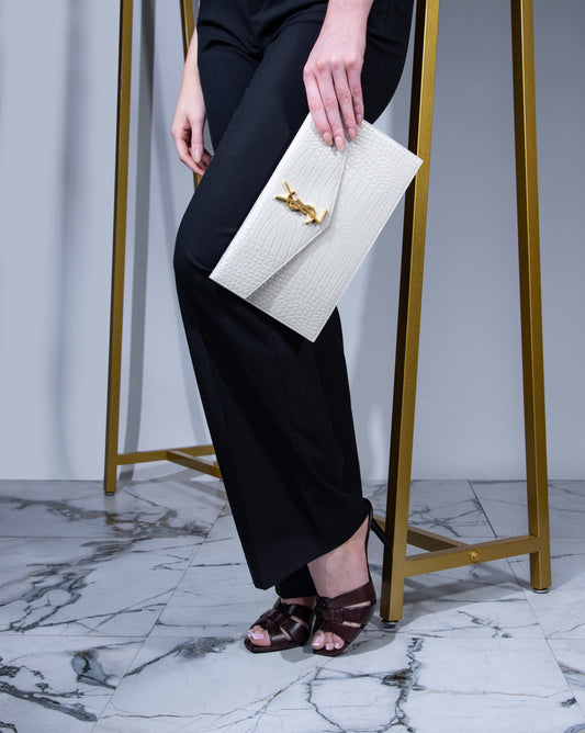 YSL Flat White Clutch