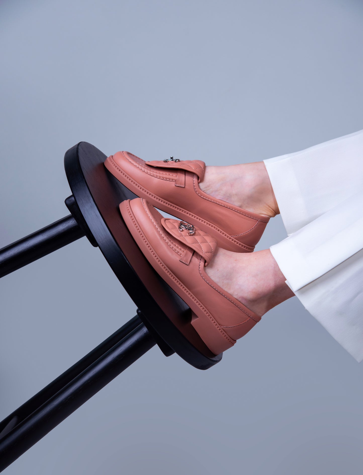 Chanel Lambskin Pink CC Loafers