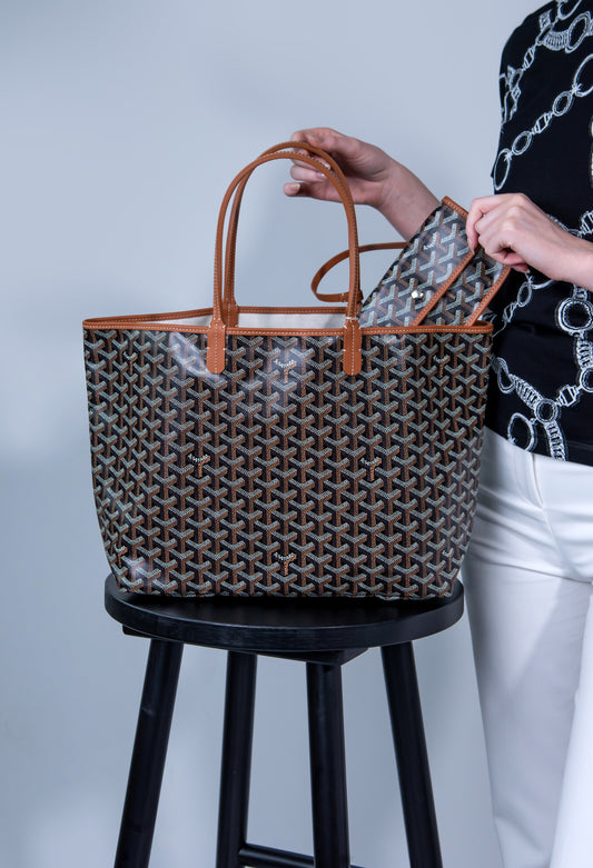 Goyard St Louis PM Bag in Tan/Black