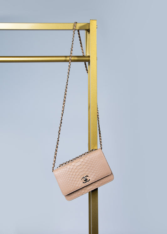 Chanel Python Wallet Beige on Chain