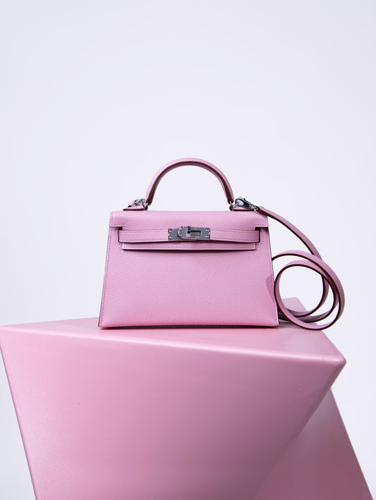 Hermès Mini Kelly 20 Sellier in Mauve Sylvestre PHW