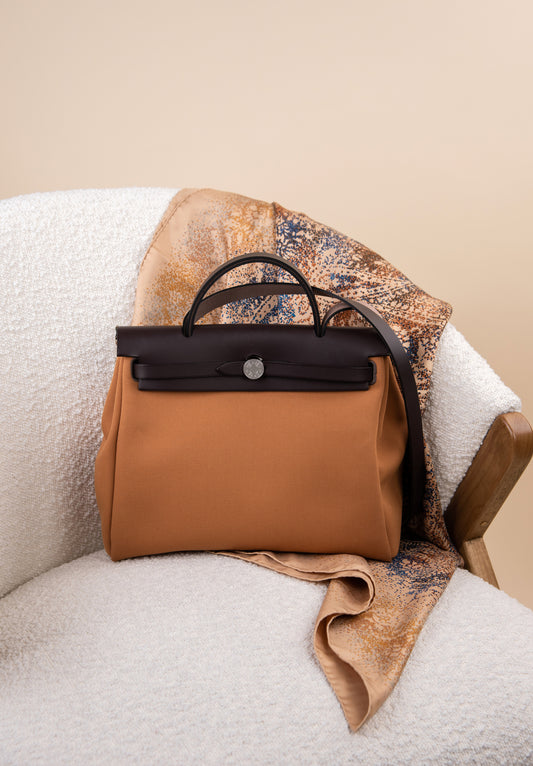 Hermès Herbag 31 Zip Retourne in Dune - Etoupe/Ebene