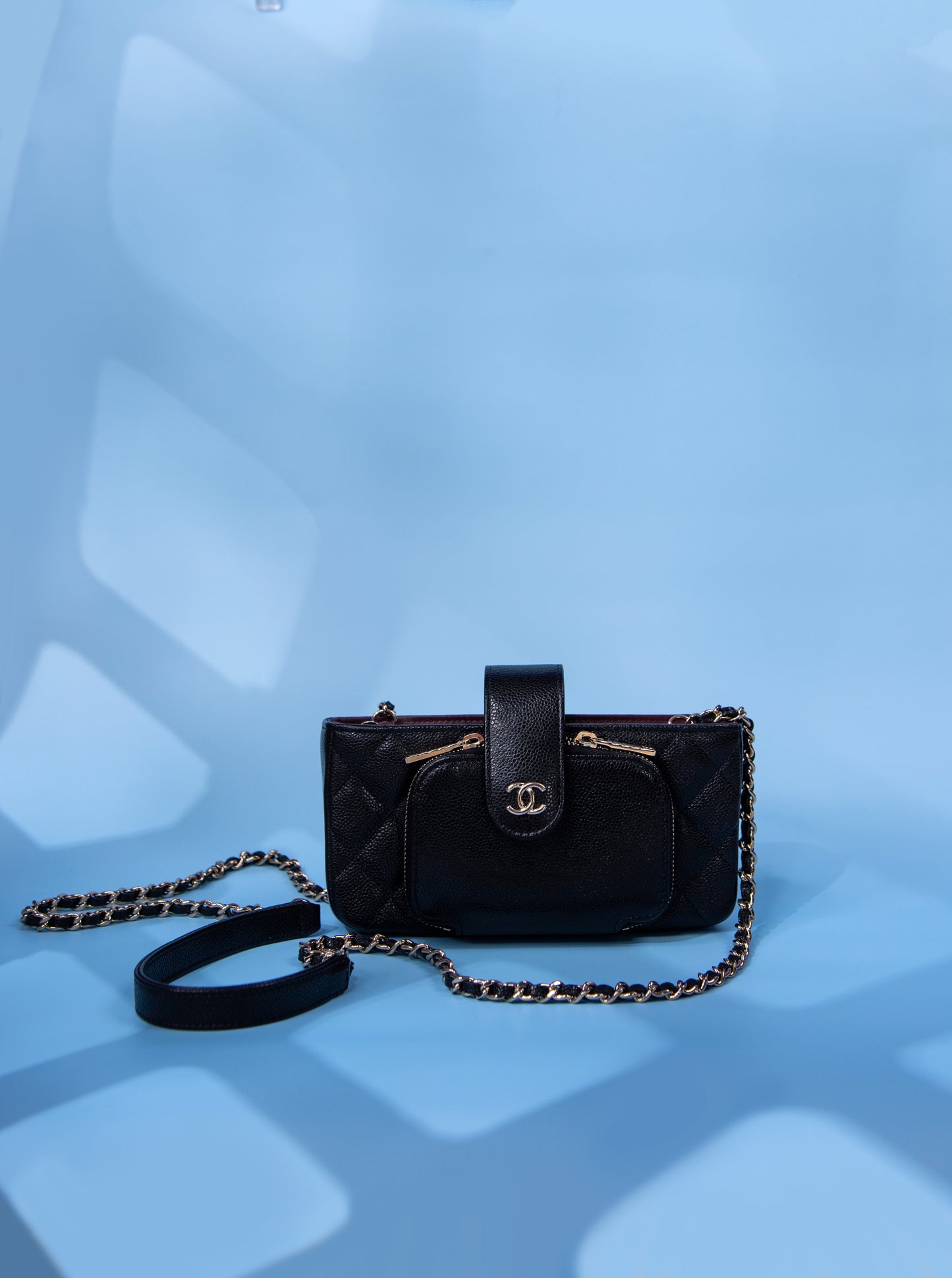 Chanel - Black Phone Case Wallet on Chain