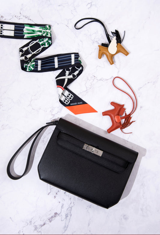 Hermès Kelly Depeches Epsom in Black PHW