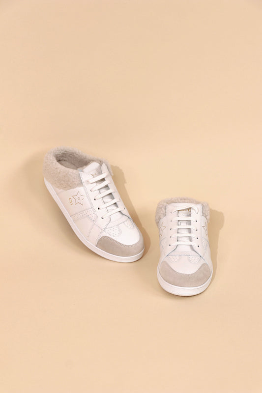 Dior White Shearling Sneakers