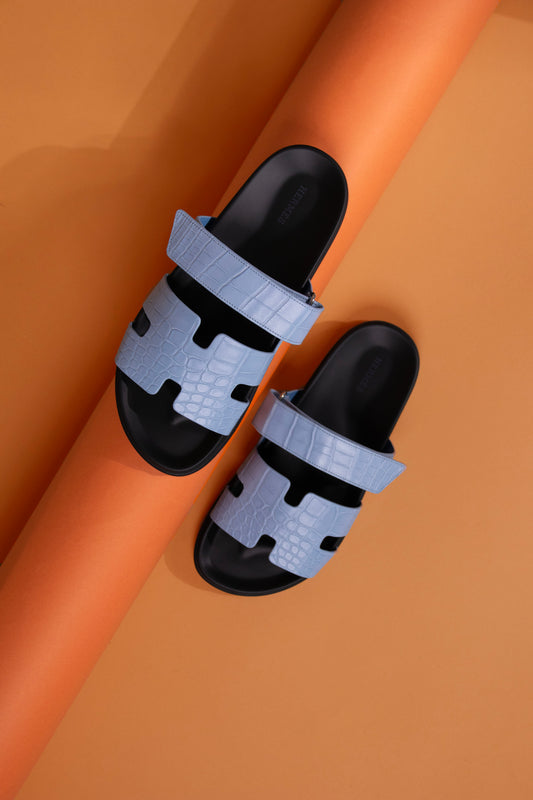 Hermès Chypre Sandals Matte Alligator in Light Blue