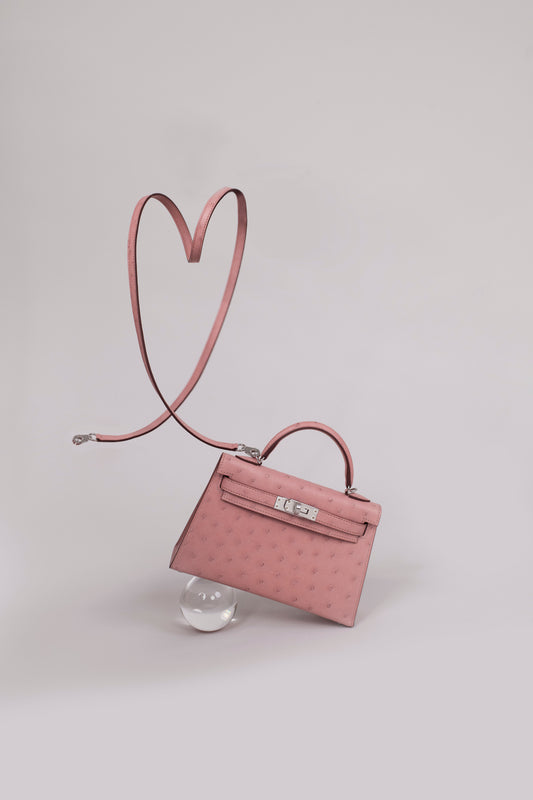 Hermès Mini Kelly Ostrich Terre Cuite PHW