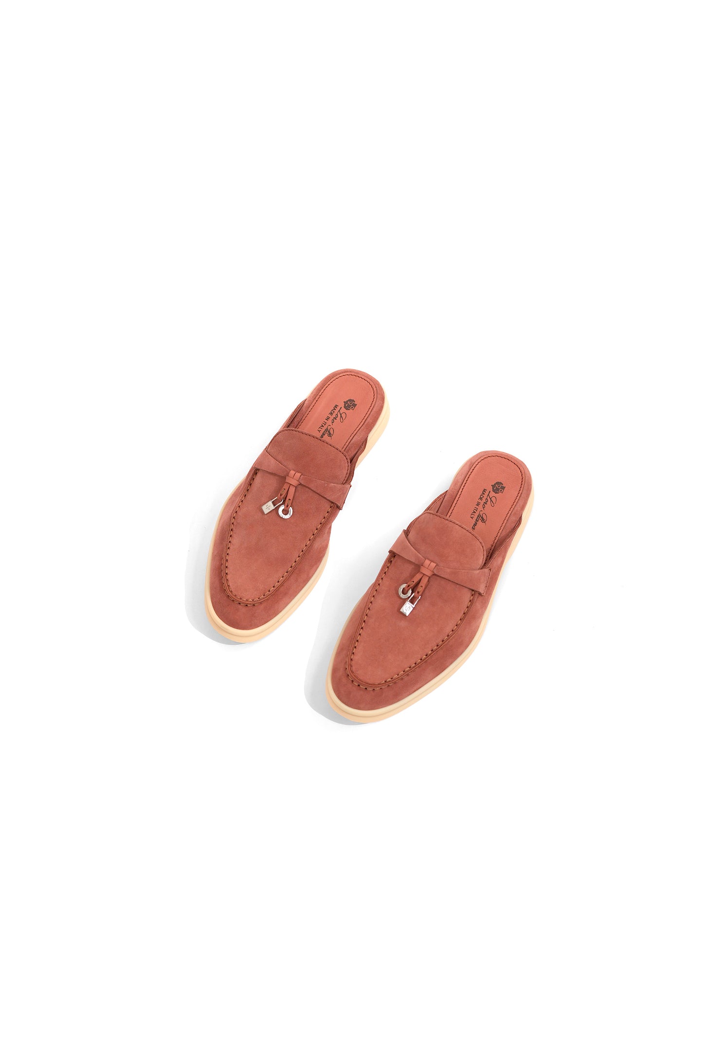 Loro Piana Babouche Mules in Warm Plaster
