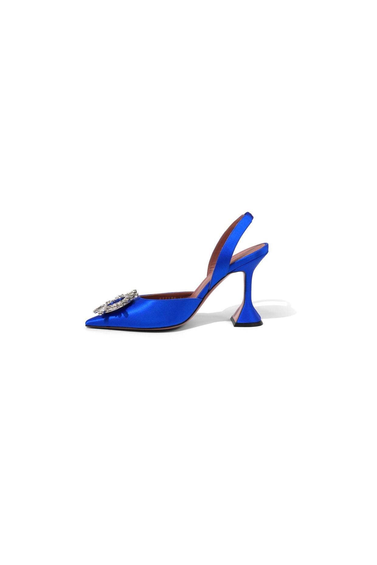 Amina Muaddi Satin Blue Electric Slingback Pumps
