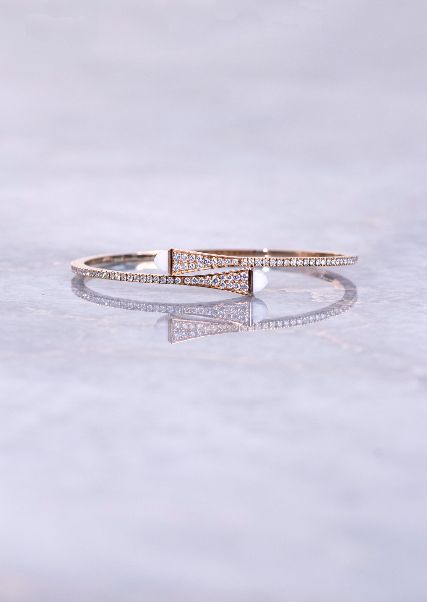 Marli Cleo Bracelet Rose Gold White agate stone with Diamond
