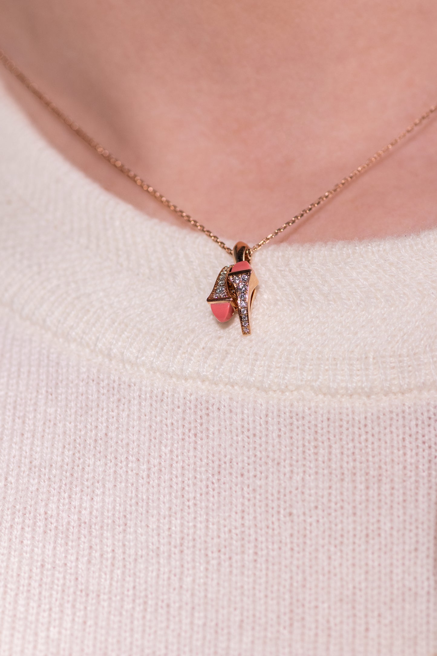 Marli Cleo Pink Coral Set in Rose Gold