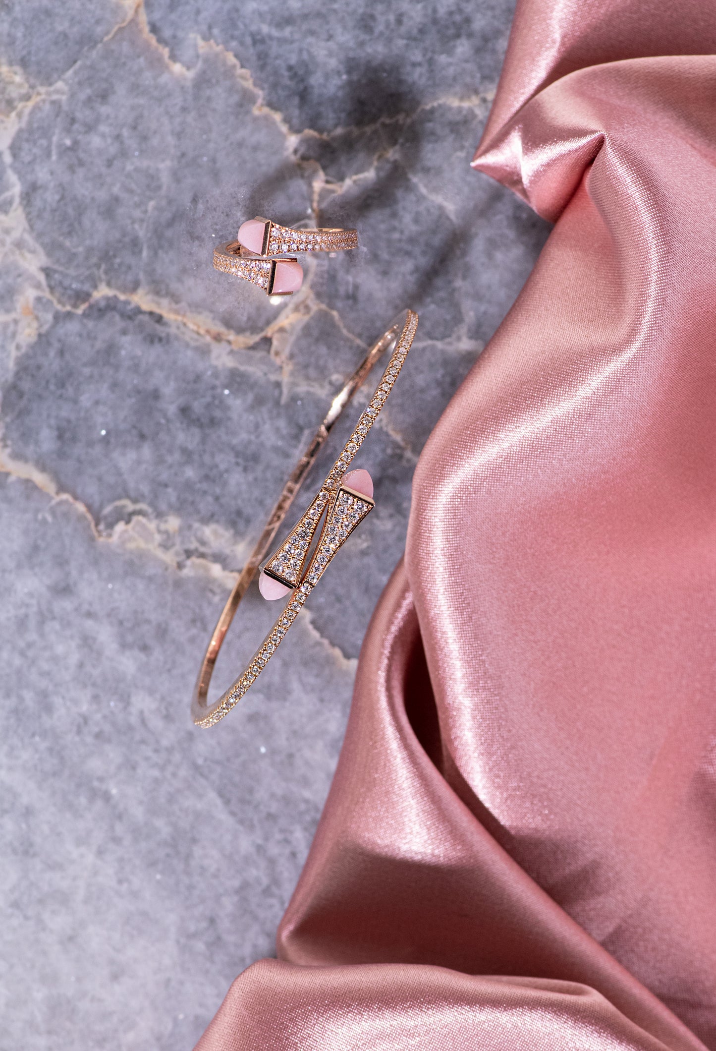 Marli Pink Opal Diamond Slim Bracelet & Ring