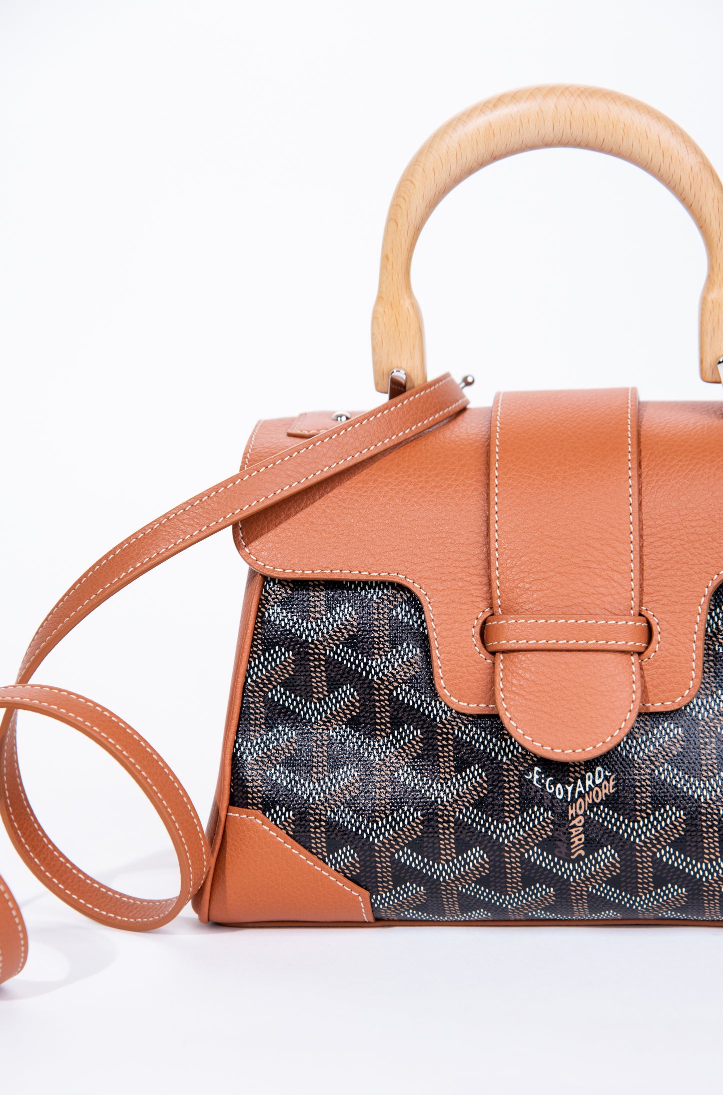 Goyard Mini Saigon Bag in Tan & Black