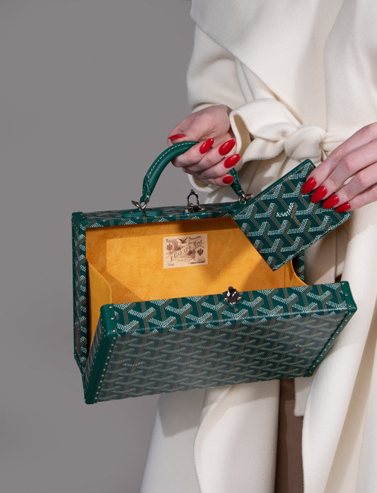 Goyard Grand Hotel Trunk Green Bag with Insert Victoire Green Card Wallet
