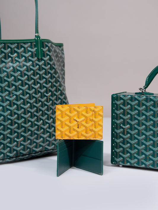 Goyard Insert Victoire Card Wallet in Green & Yellow